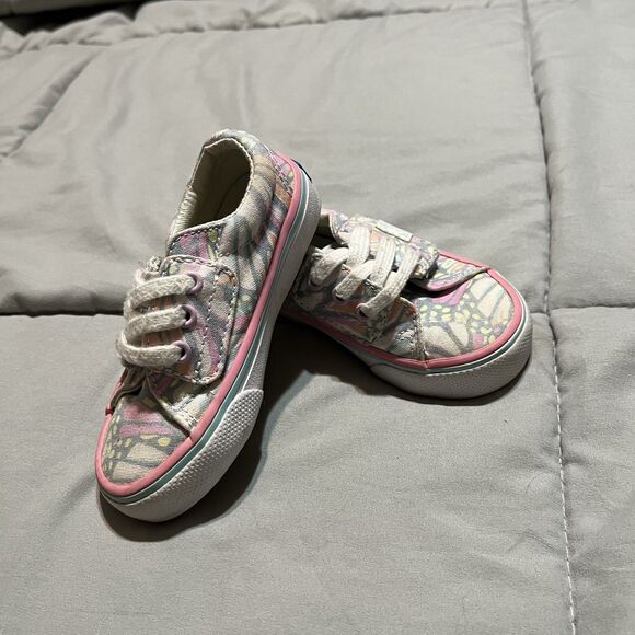 Keds Jumpkick Jr Sneaker Butterfly Print Gray Pink Toddler Size 5 Shoes Low Top - Picture 1 of 9